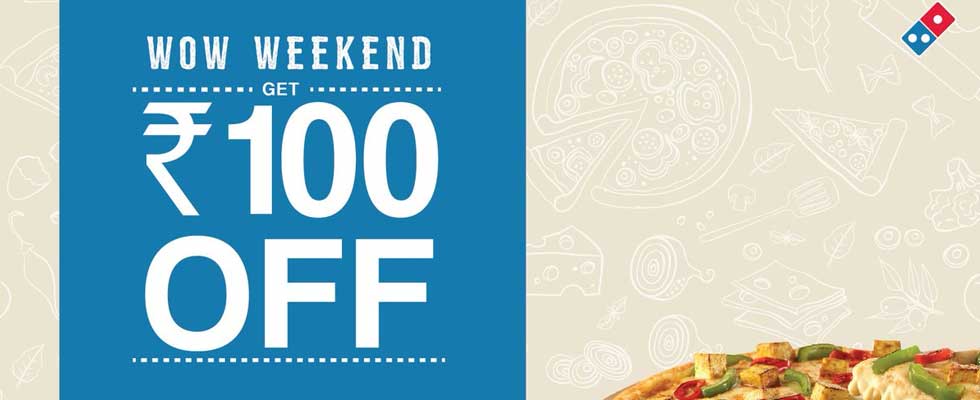 Dominos Rs 100 OFF Coupon Code Free. Get it Today