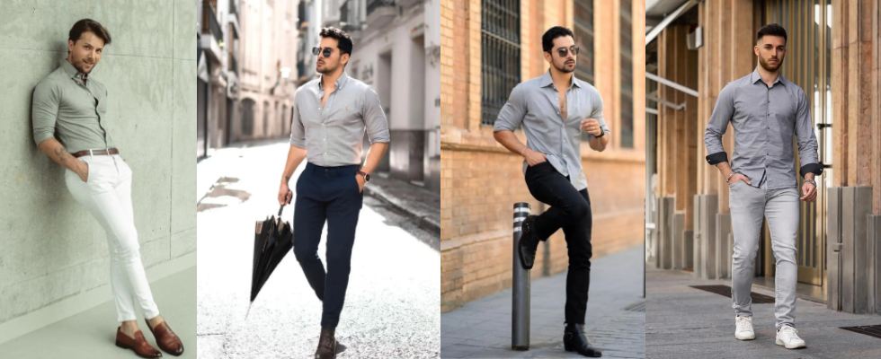 Shirt and pants color combinations, men. | Shirt pant combination photos. -  TiptopGents | Shirt outfit men, White shirt men, Black shirt outfit men