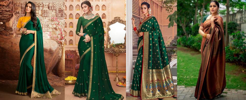 Bottle Green Saree Colour Combination Ideas That Will Look  Perfect!