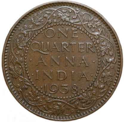 1/4 anna indian old coin currency