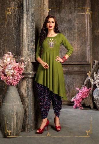 Asymmetrical Kurti With Pencil Straight pant