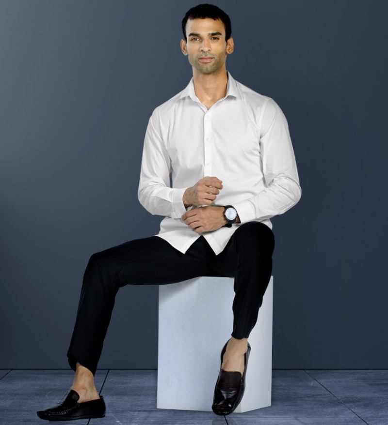 Black Pant with Classic White Shirt