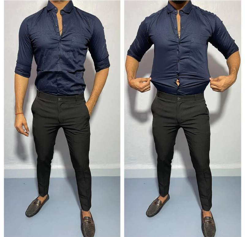 Black Pants with Navy Blue Shirt