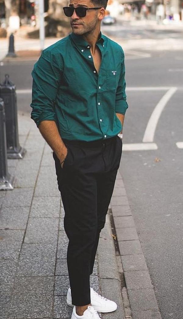 Black Pants And A Green Shirt Goes Well