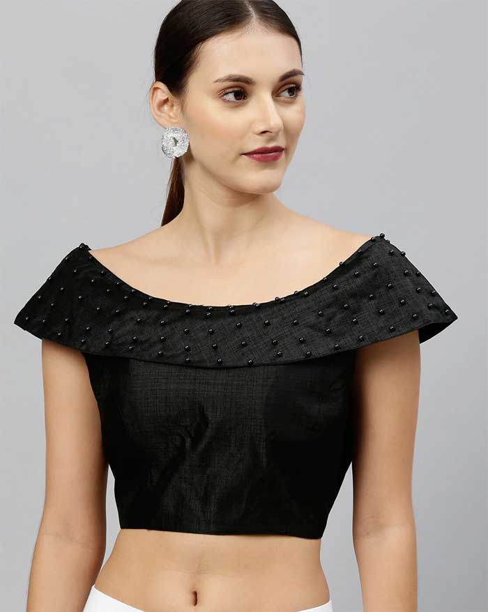 boat neck pattern blouse design for ladies