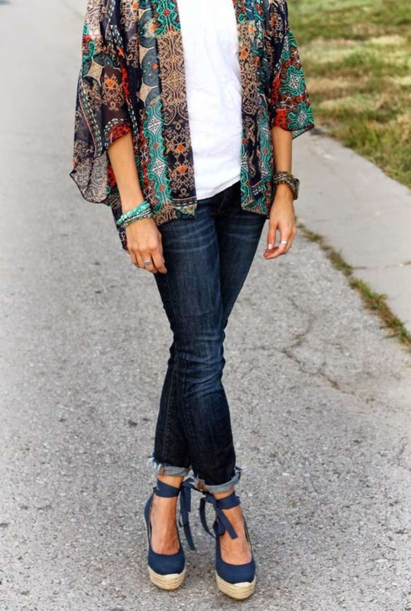 Boho Denim Wedges