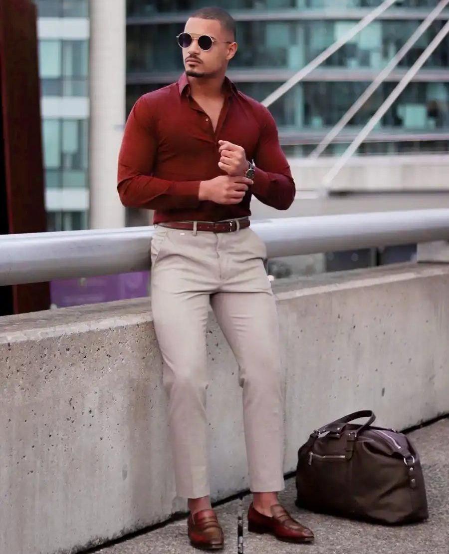 Burgundy Pants with Maroon Shirt