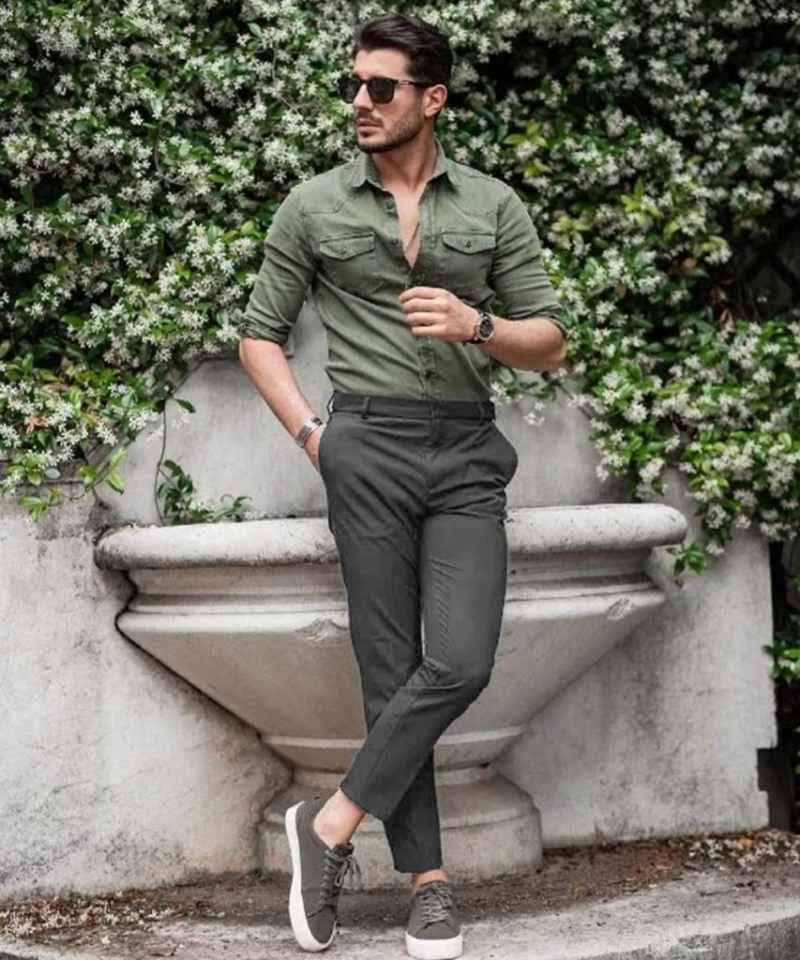 Charcoal Grey Shirt Paired With Charcoal Pants