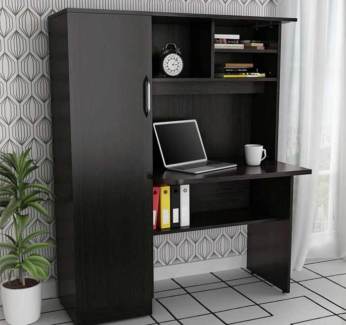 Contemporary Bookshelf-Cum-Study Table Design For Bedrooms