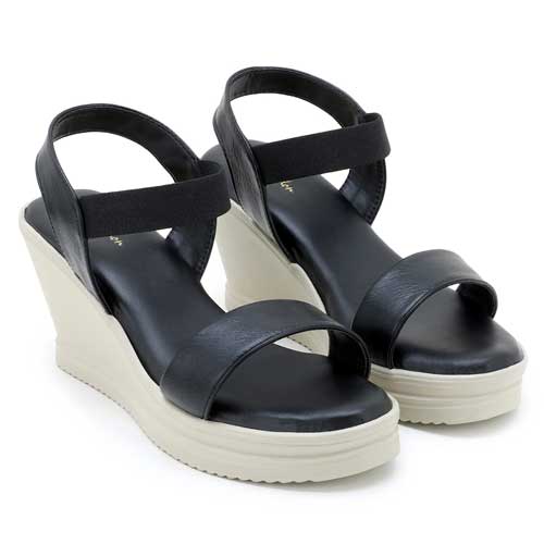Deeanne London Black Elastic Wedge Heel