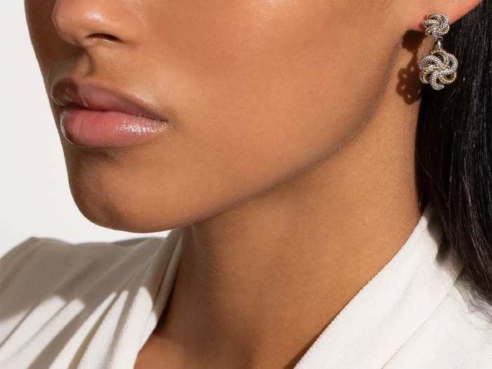 Diamond Stud Earrings in a Small Knot Design