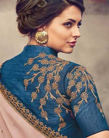 Embroidered Back Collar Blouse Design