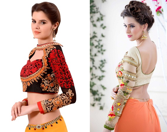 heavy embroidery full sleeve designer blouse design