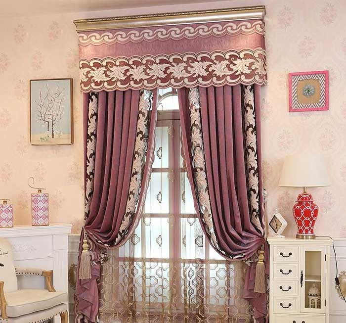 Embroidered velvet curtain