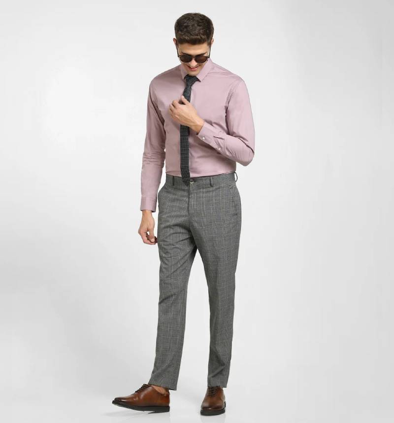 grey shirt with light grey trousers 1691756394