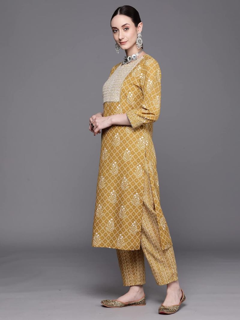 INDO ERA Solid Straight Pure Cotton Kurta Palazzo With Dupatta Set for Women