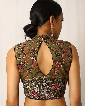 Keyhole Back Collar Blouse Design