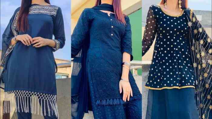Kurti with a dark and naval force blue example