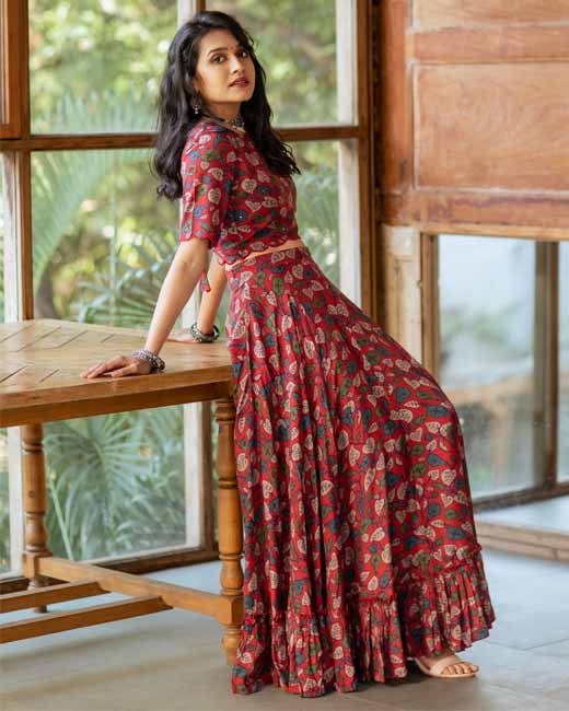 Long flared tops in kalamkari