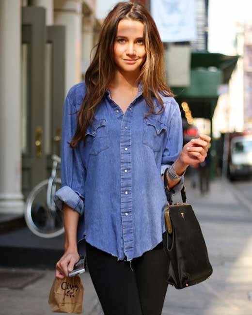 Long tops in the denim shirt style