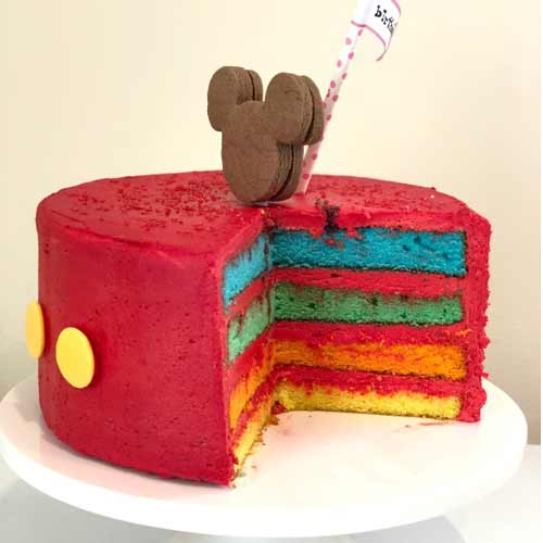 Mickey Mouse rainbow cake design