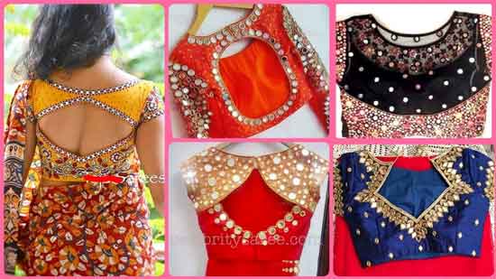 paithani blouse back mirror design