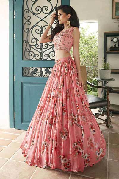 Party Wear Crop Top Lehenga