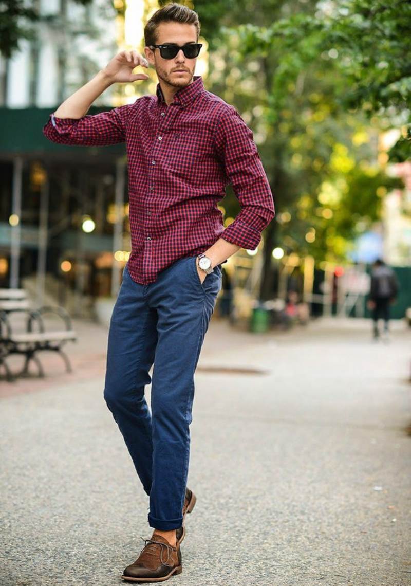 Powder Blue Pant with Maroon Shirt