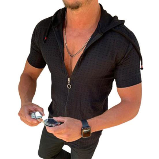 Printed Hooded T-shirt with Zipping