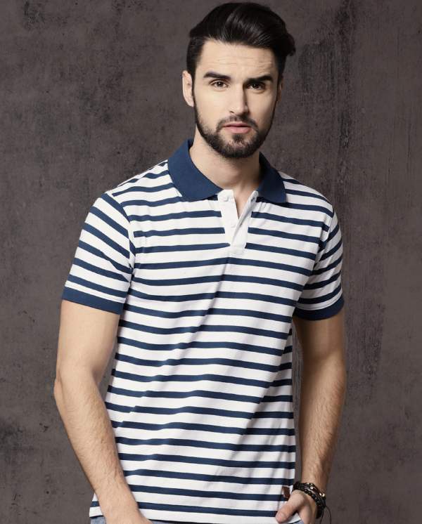 Roadster Striped Collar T-Shirt with Pockets