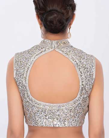 Sequined Back Collar Blouse Design