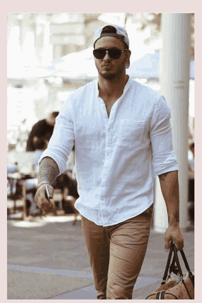 Shirt set with brown trousers