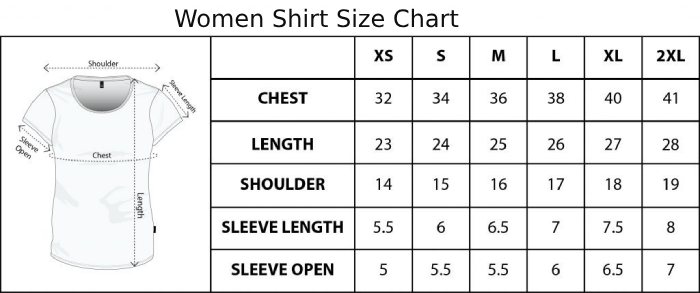 Shirt Size Chart for Women
