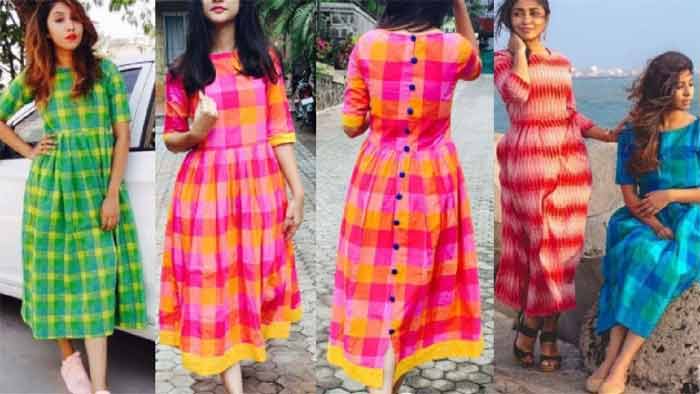Simple Long Frock Design With Checks