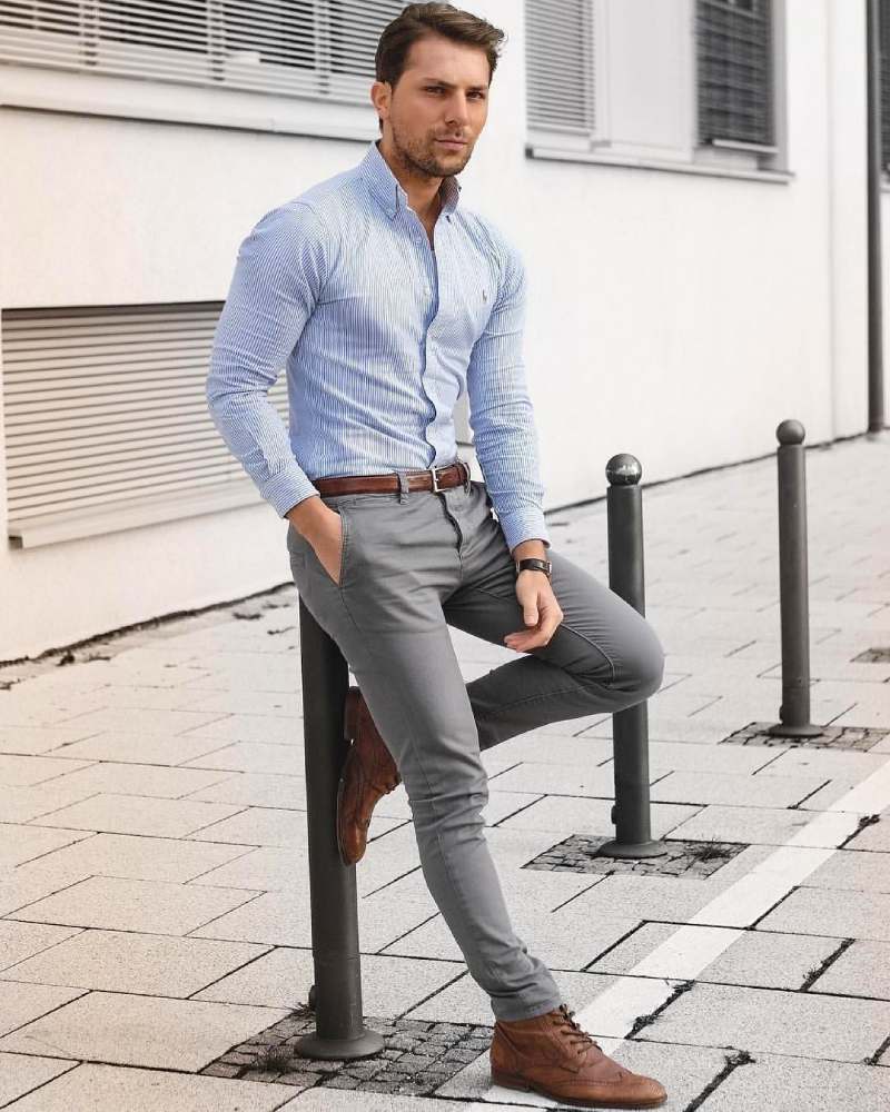 Dressing Light Blue Shirt Gray Pants Stock Photo 178298279 | Shutterstock