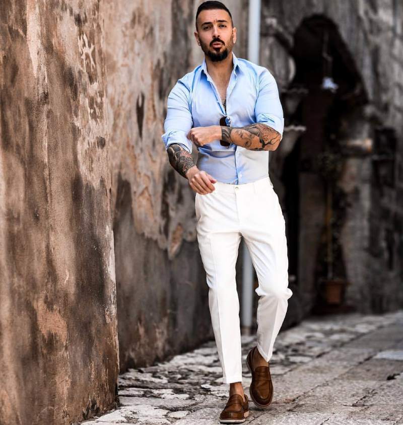 Sky Blue with White Pant