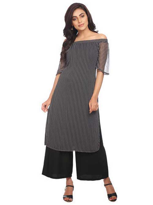 kurti Sleeves with Off-Shoulder Puffs