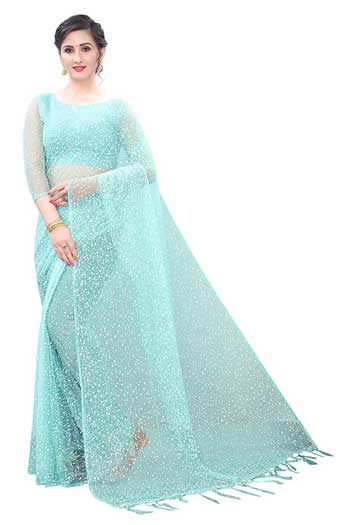 SRETAN Women Net 
Sarees With Blouse Piece