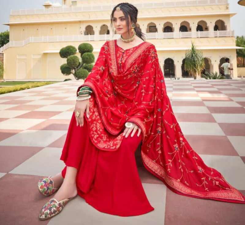 Traditional Panjabi frock suit with salwar