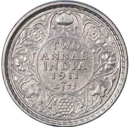 two annas oil indian currency coin