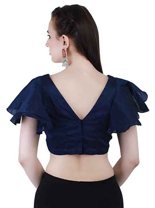 v shaped back frill blouse design