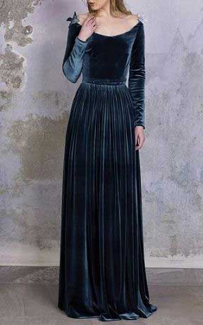 velvet long frock design for girls
