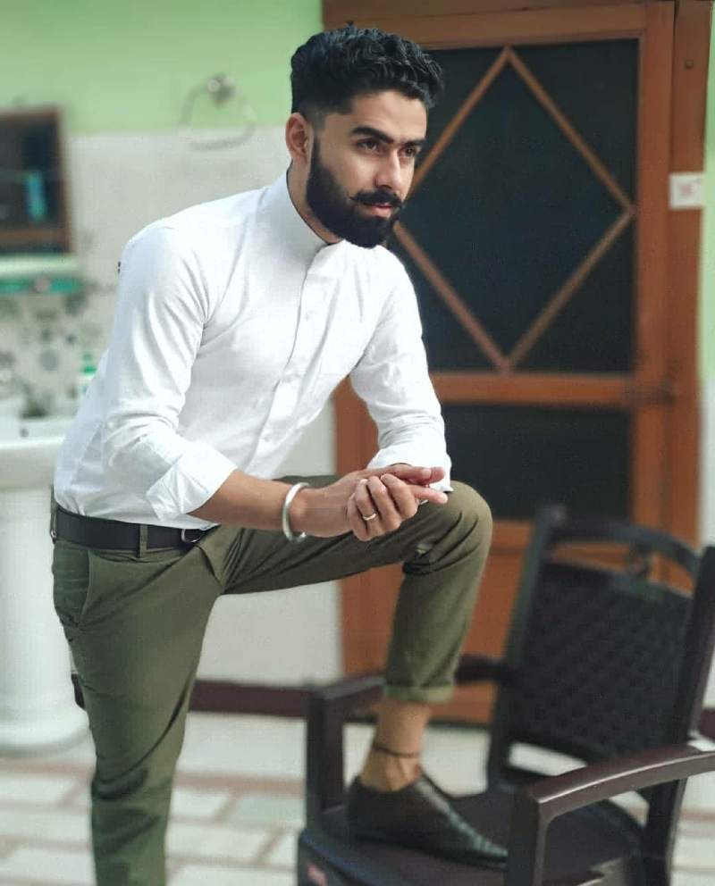 White Shirt with Olive Green Pants