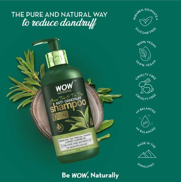 WOW skin science green tea and tea tree Anti-dandruff Shampoo