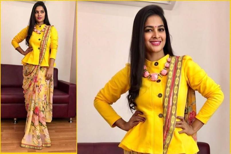 Yellow Saree With A Shirt Blouse